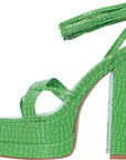 Simmi London Womens Green Platform Heeled Sandals