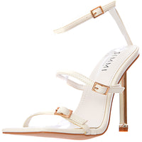 Simmi London Women's White Jessy Heeled Sandals with Buckles