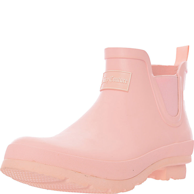 Juicy Couture Womens Short Wellington Boots with Rubber Patch Logo in Pink