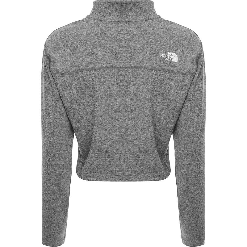 The North Face Women's Dark Grey 1/4 Zip Fitted Cropped Long Sleeve Top