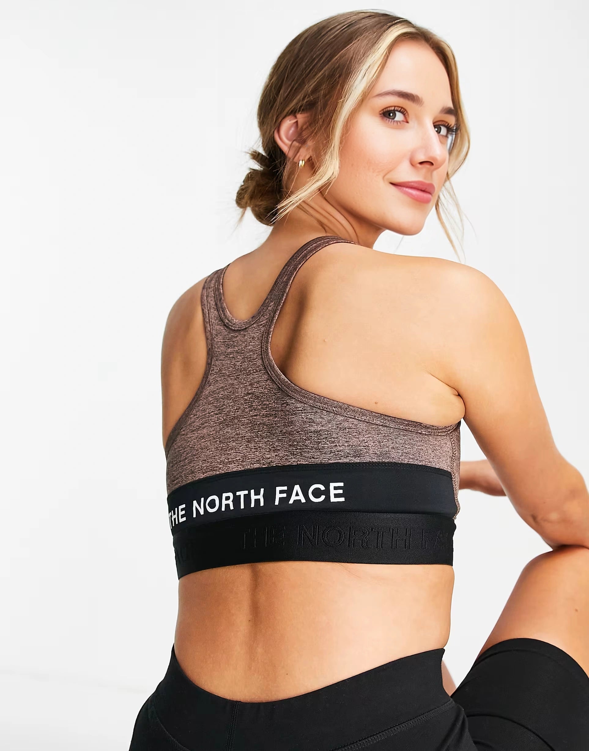 Womens The North Face Training Mountain Athletic Medium Support Sports Bra in Pink