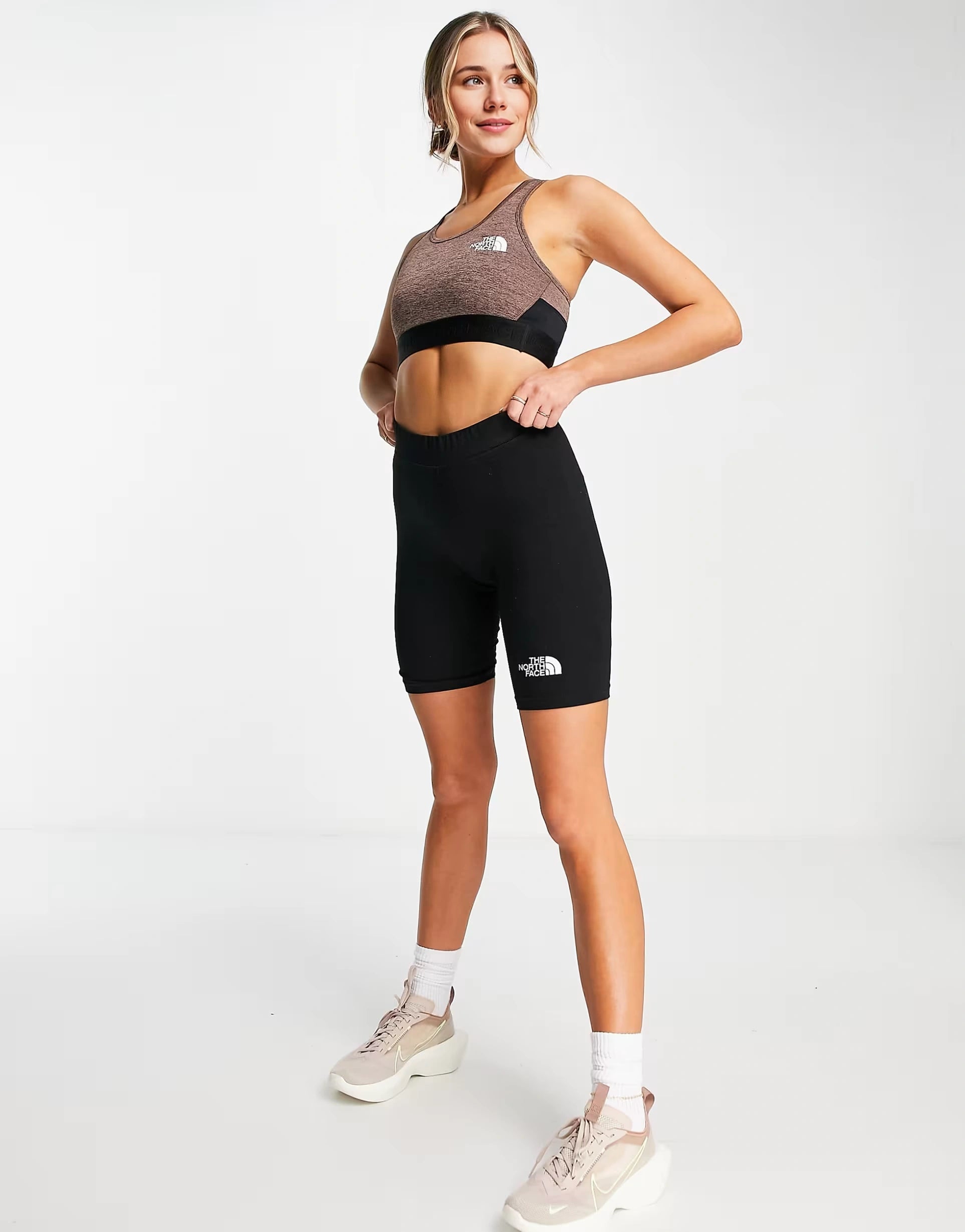 Womens The North Face Training Mountain Athletic Medium Support Sports Bra in Pink