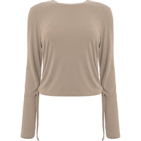 French Connection Women's Camel Zigi Knitted Top with Tie Sides