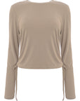 French Connection Women's Camel Zigi Knitted Top with Tie Sides