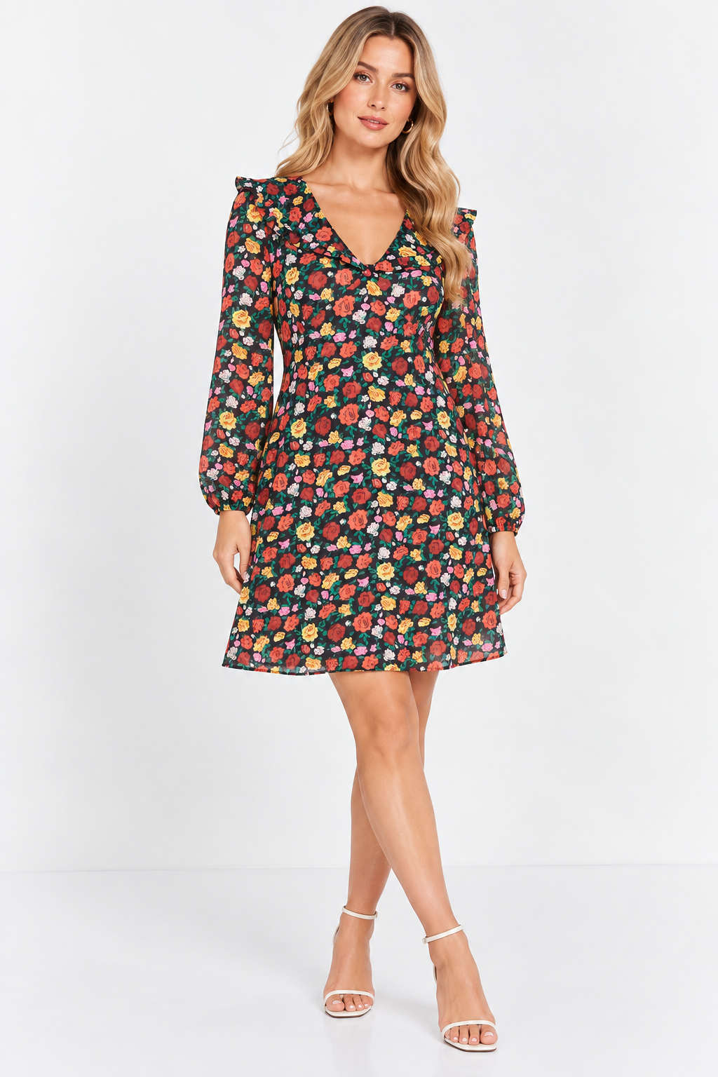 TRENDYOL Womens Flower Printed Mini Dress In Multi