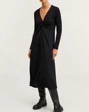 Mango Womens Twist Front Detail Midi Dress In Black