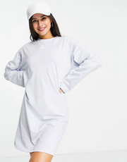 Womens Puma Classics Long Sleeve Tee Dress in Light Blue