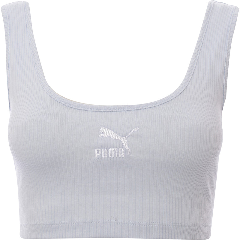 Puma Women's Light Blue Classics Ribbed Bralette