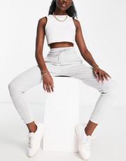 Womens Puma Classics Ribbed Slim Joggers in Grey