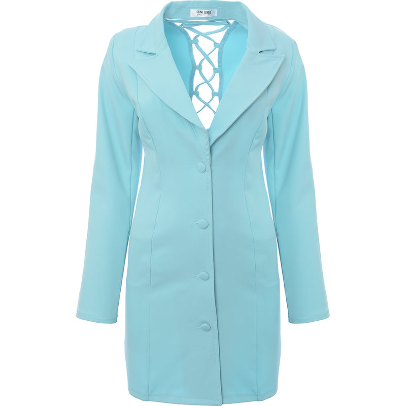 Saint Genies Women's Blue Strappy Back Blazer Dress