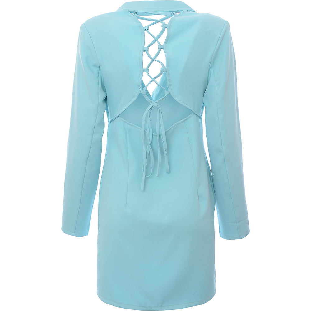 Saint Genies Women's Blue Strappy Back Blazer Dress