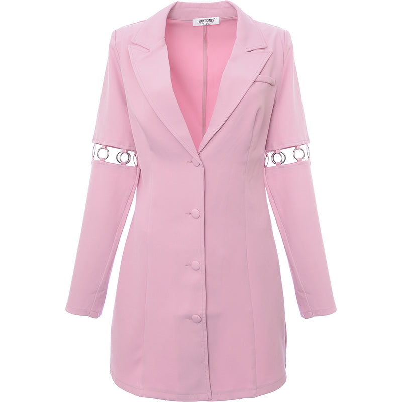 Saint Genies Women's Lilac Blazer Dress With Chain Elbow Trim Detail