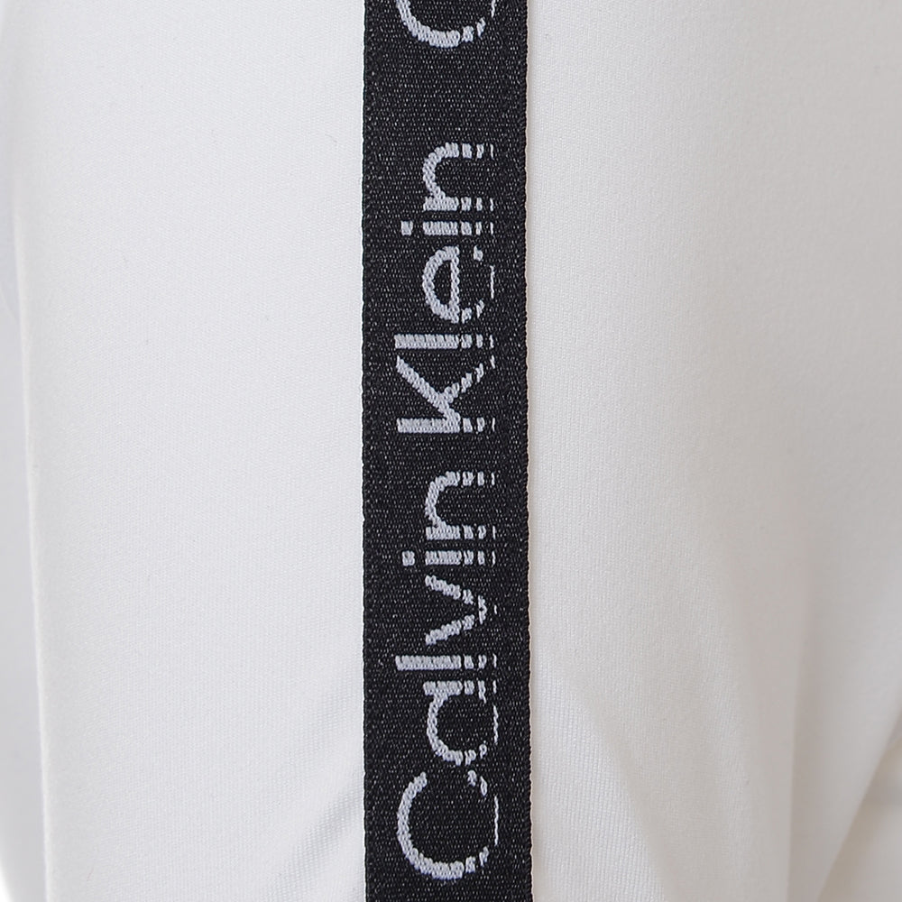 Calvin Klein Women's White Performance Scoop Neck Logo Tape Top