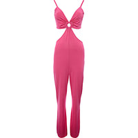 Flounce London Womens Pink Satin Cut-Out Jumpsuit