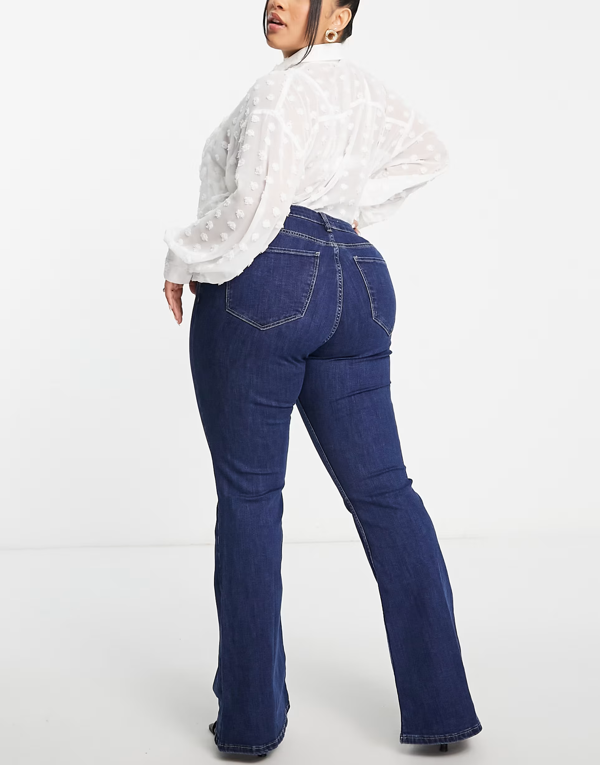 Mango Womens Flare Leg Jeans In Blue