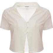Glamorous Women's White Button Front Crop Top