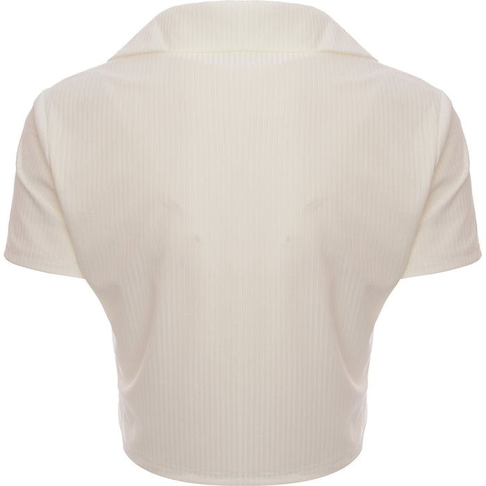 Glamorous Women's White Button Front Crop Top