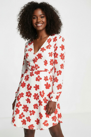 Glamorous Womens V-Neck Mini Wrap Dress in Red Floral