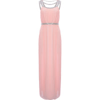 TFNC Women's Whisper Pink Bridesmaid Premium Embellished Back And Front Maxi Dress