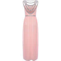 TFNC Women's Whisper Pink Bridesmaid Premium Embellished Back And Front Maxi Dress