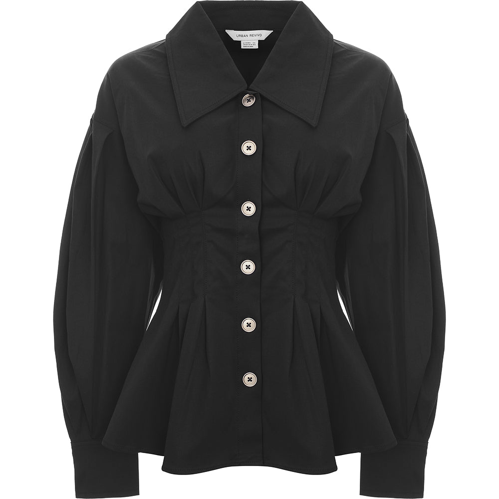 Urban Revivo Women's Black Cinched Waisted Jacket