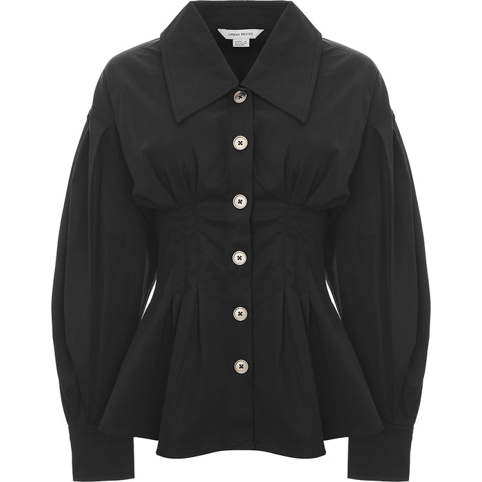 Urban Revivo Women's Black Cinched Waisted Jacket