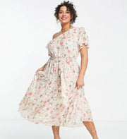 Forever New Womens Curve Tie Waist One Shoulder In Pink