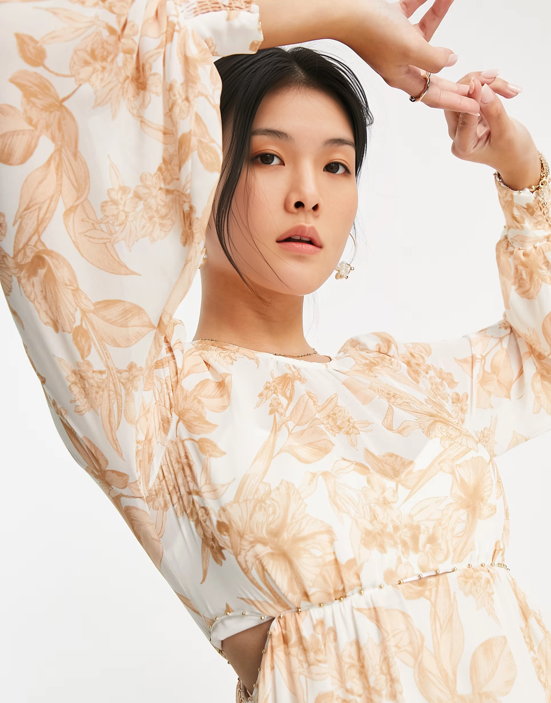 Womens Forever New Petite Cut-Out Mini Dress In Ochre Floral