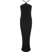 Public Desire Women's Black Double Layer Slinky Halterneck Maxi Dress