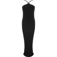 Public Desire Women's Black Double Layer Slinky Halterneck Maxi Dress