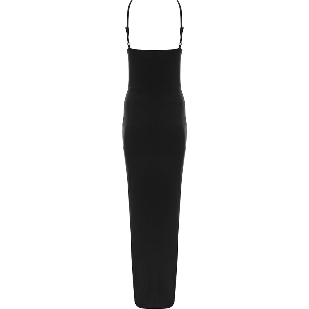 Public Desire Women's Black Double Layer Slinky Halterneck Maxi Dress