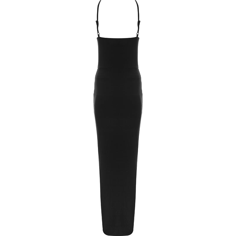 Public Desire Women's Black Double Layer Slinky Halterneck Maxi Dress