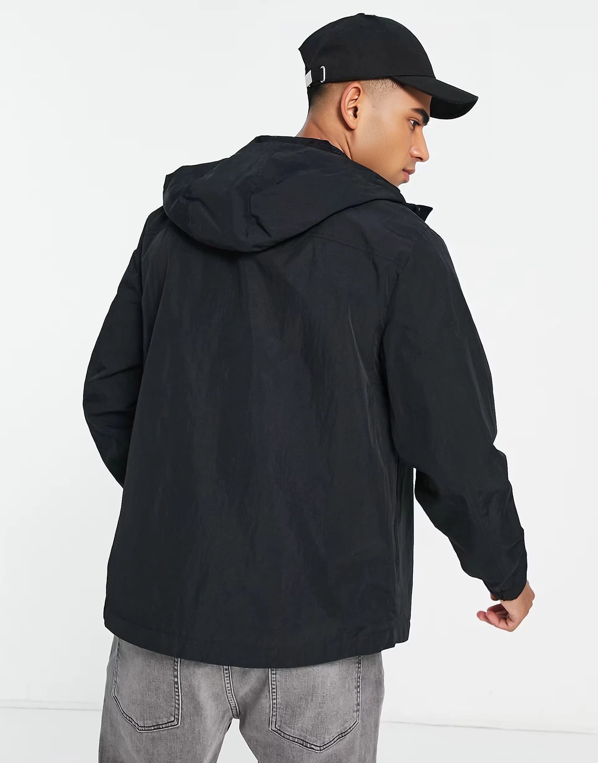 Calvin Klein Crinkle Nylon Hooded Jacket in Black