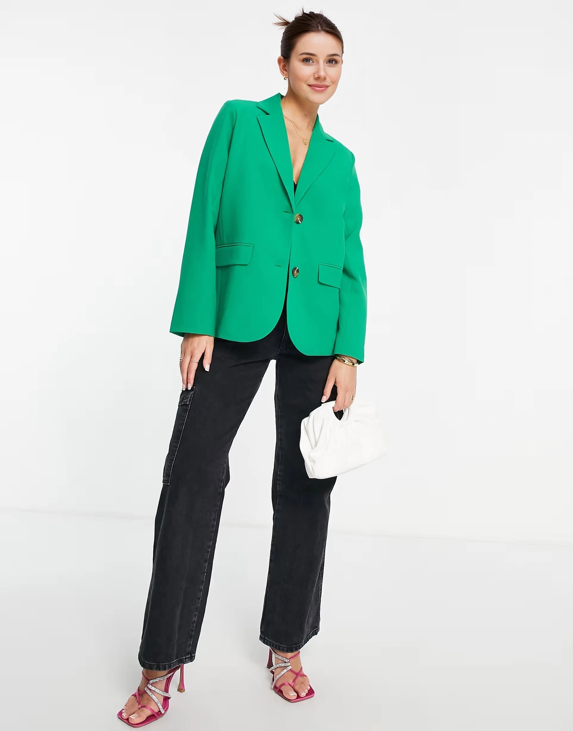 Envii Womens Oversized Blazer in Bold Green Co-Ord In Green