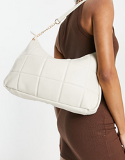 Truffle Collection Womens Quilted Shoulder Bag in Beige