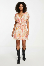Free People Womens Freddy Tie-Side Mini Dress in Multi Floral