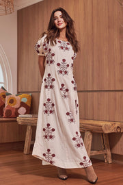 Free People Womens Cactus Flower Embroidered Midi Dress In Ivory