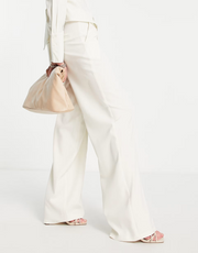 Extro & Vert Womens High Waist Wide Leg Trousers in Off White