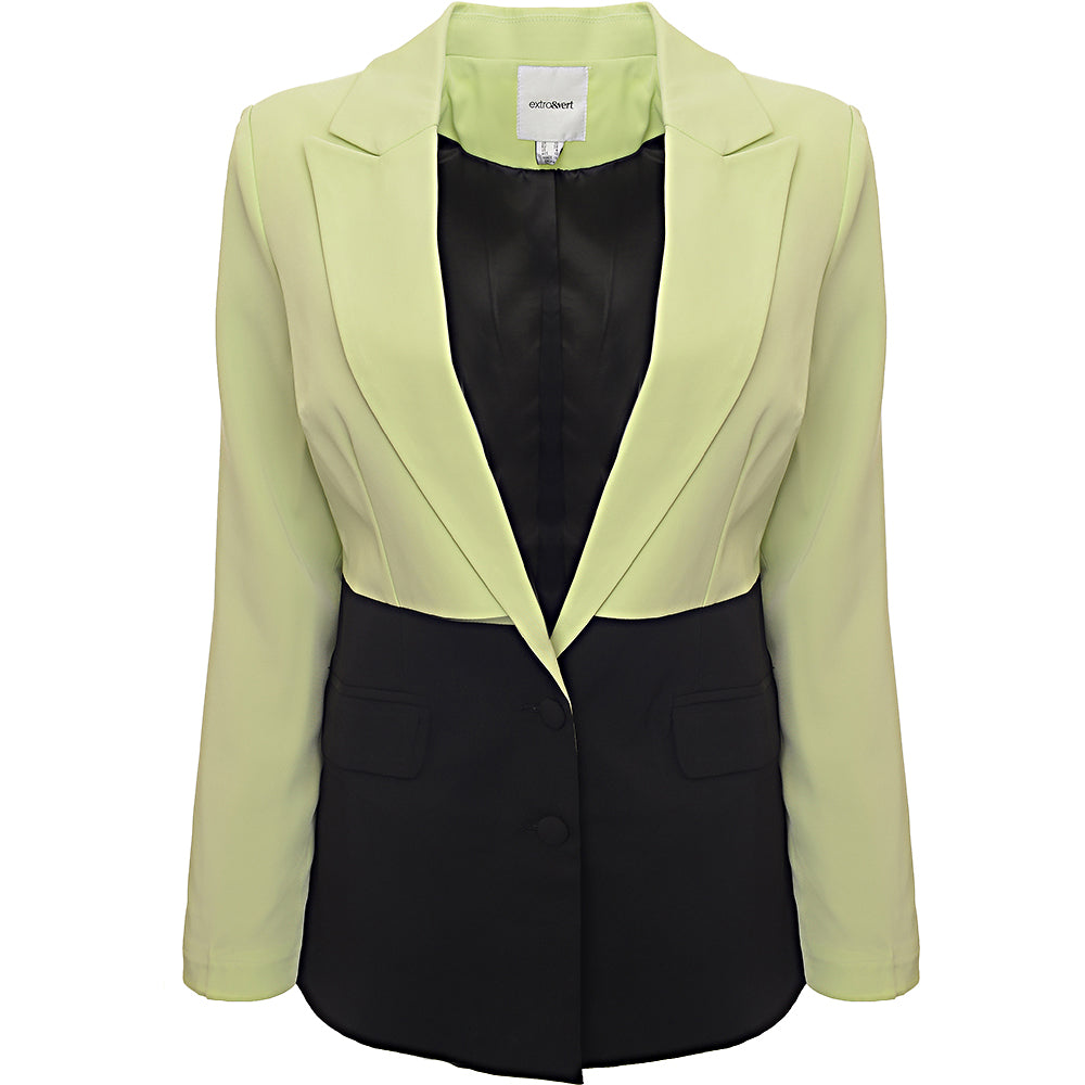 Extro &amp; Vert Women&#39;s Black and Lime Contrasting Straight Leg Trousers