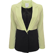 Extro & Vert Women's Black and Lime Contrasting Blazer