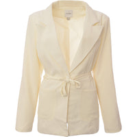 Extro & Vert Women's Off White Tie Waist Blazer