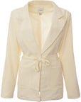 Extro & Vert Women's Off White Tie Waist Blazer