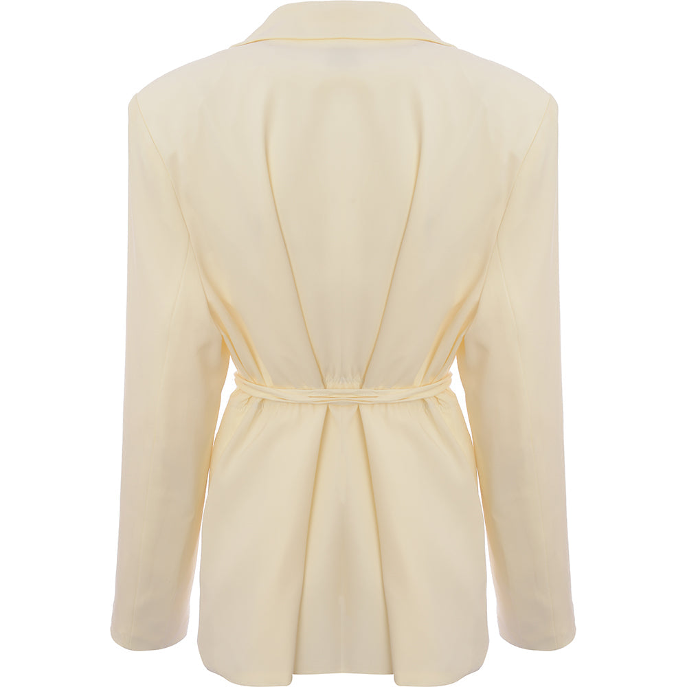 Extro & Vert Women's Off White Tie Waist Blazer