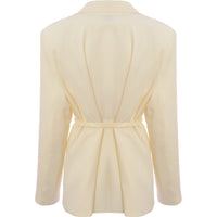 Extro & Vert Women's Off White Tie Waist Blazer