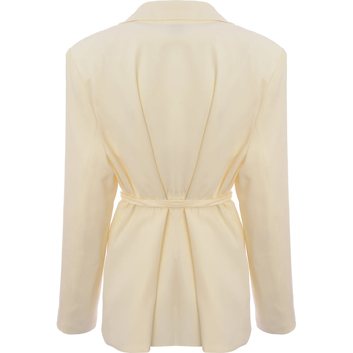 Extro & Vert Women's Off White Tie Waist Blazer