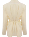 Extro & Vert Women's Off White Tie Waist Blazer