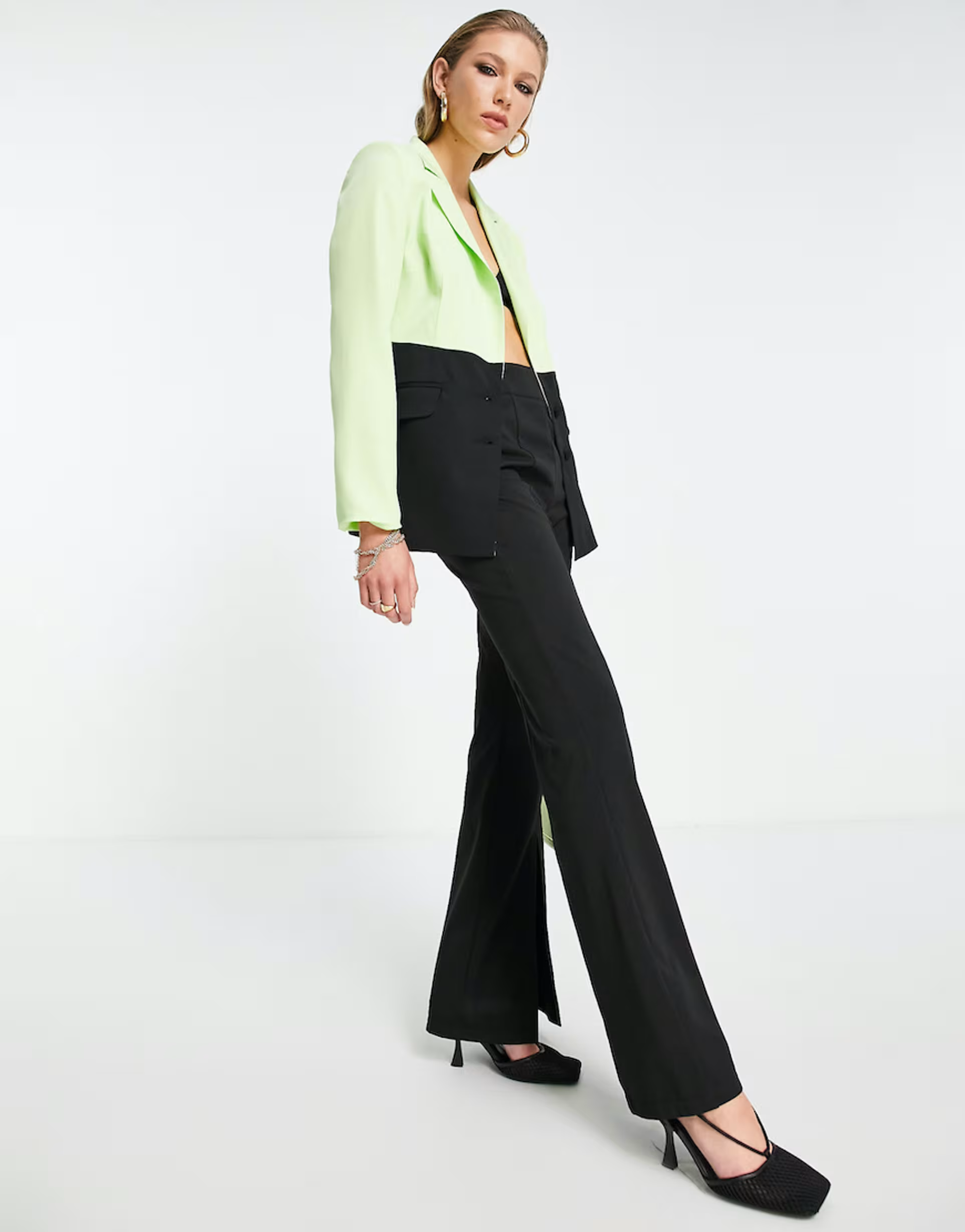 Extro & Vert Womens Split Leg Flare Trousers In Black