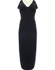 Extro & Vert Women's Black Shift Maxi Dress with Neon Strap Details