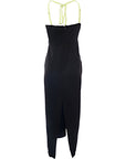 Extro & Vert Women's Black Shift Maxi Dress with Neon Strap Details