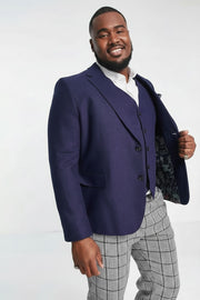 Harry Brown Mens Plus Wedding Tweed Slim Fit Suit Jacket In Blue
